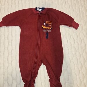 Carter's Vintage Baby Boy Long Sleeve Fleece Sleeper Aoft Red Firetruck 0 - 6mth